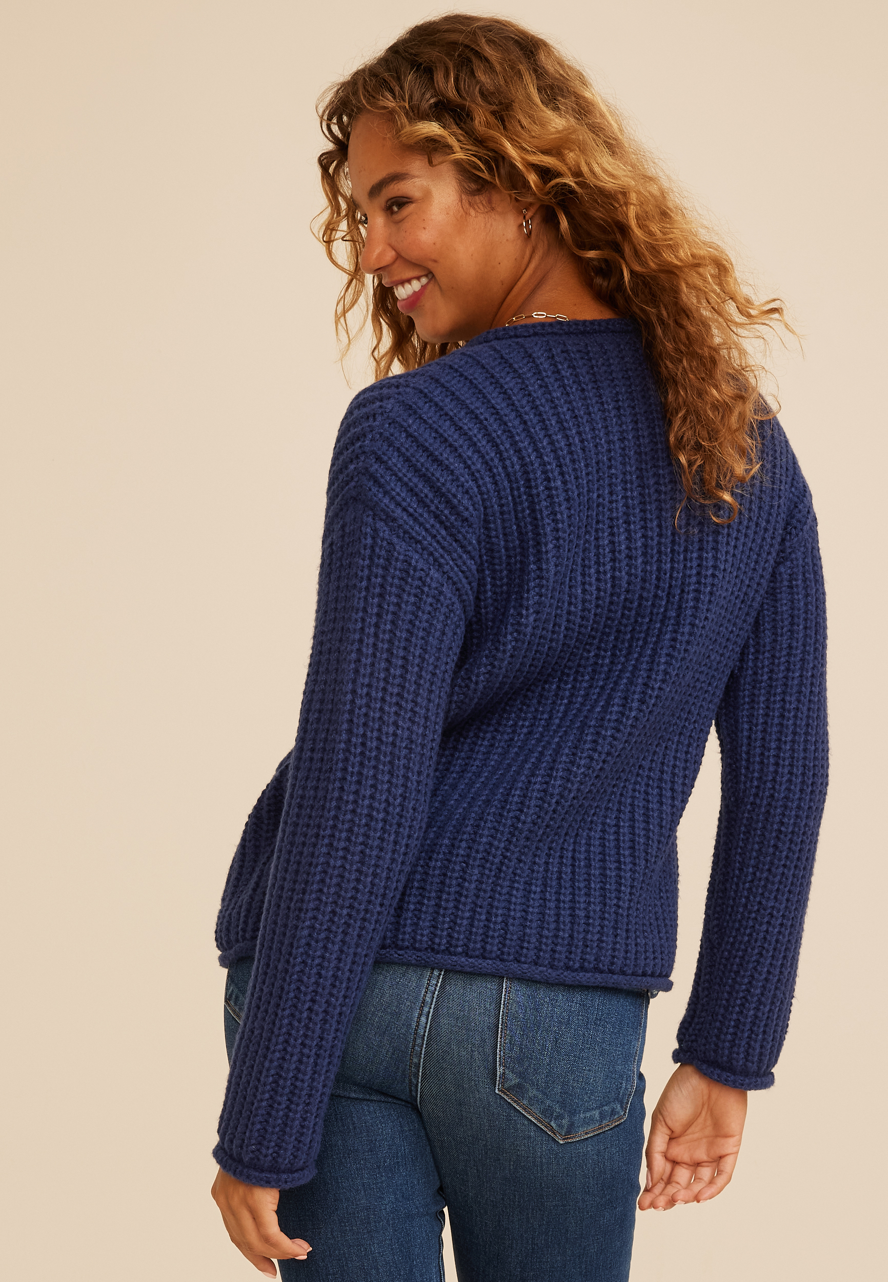 Chunky Stitch Button Front Cardigan, C180, large