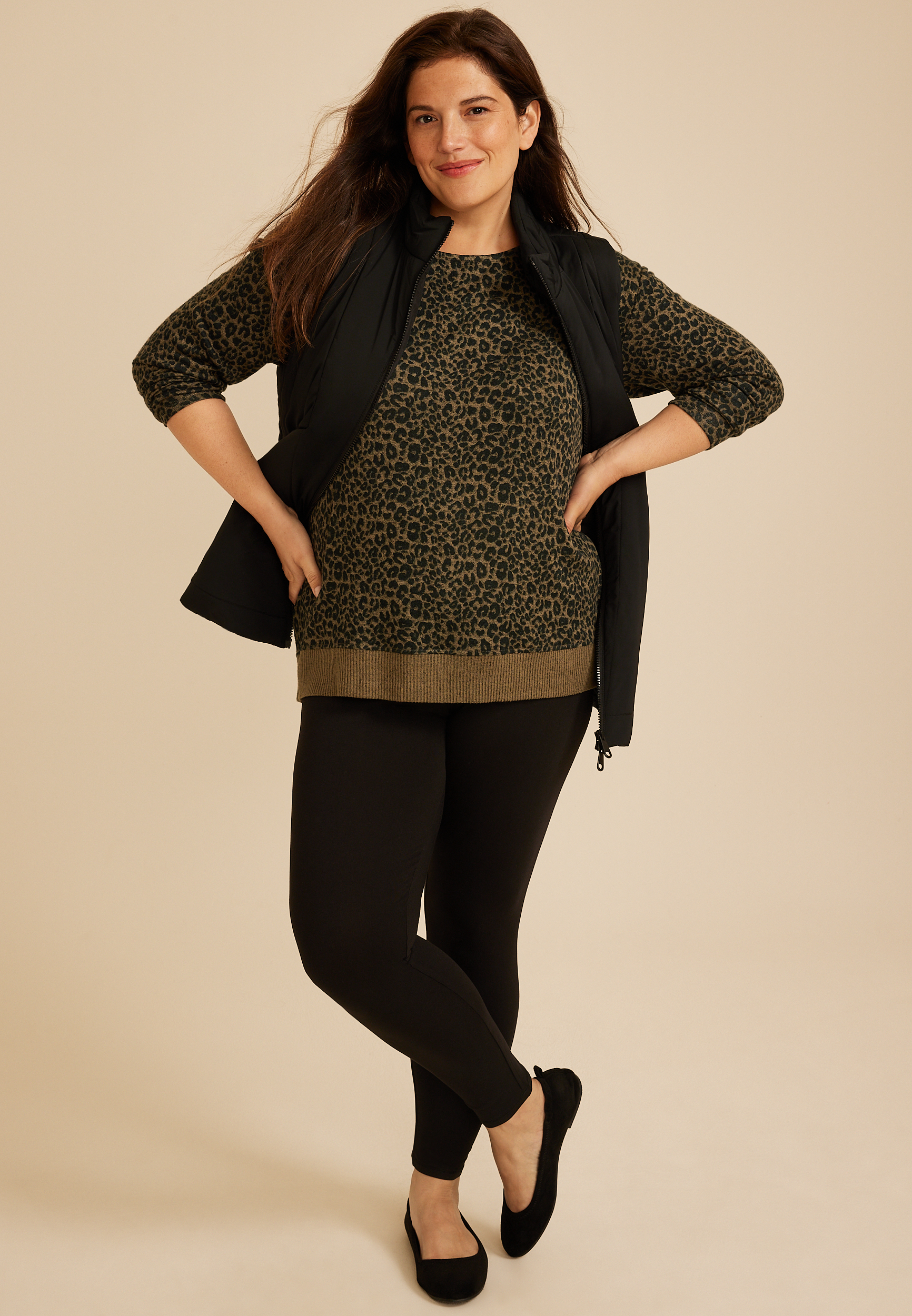 Plus Size 24/7 Dakota Animal Print Banded Hem Top, C5296, large
