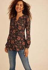 Floral Split V Neck Blouse, C8478, small