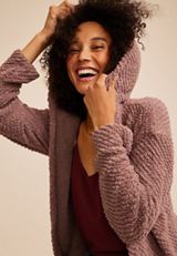 Cozy Hooded Open Front Cardigan, C9247, small