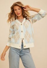 Argyle Button Front Cardigan, C8582, small