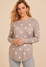 Haven Polka Dot Ribbed Trim Hacci Tunic Top, C5222, small