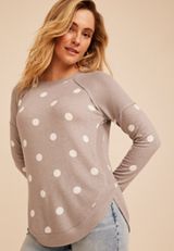 Haven Polka Dot Ribbed Trim Hacci Tunic Top, C5222, small