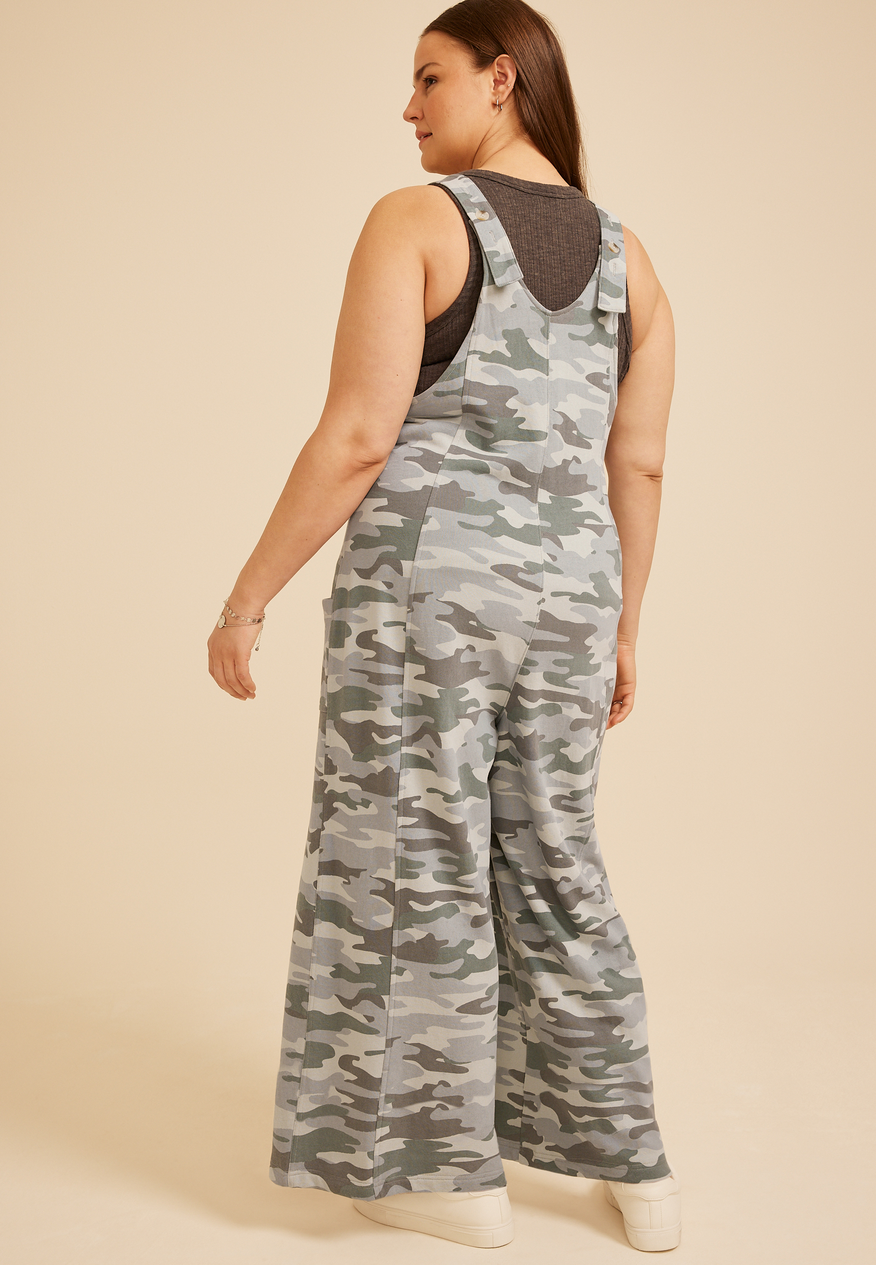 Plus Size Bare Camo Washed Terry Jumpsuit, C8897, large