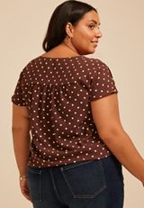 Plus Size Polka Dot Flutter Sleeve Blouse, C6115, small