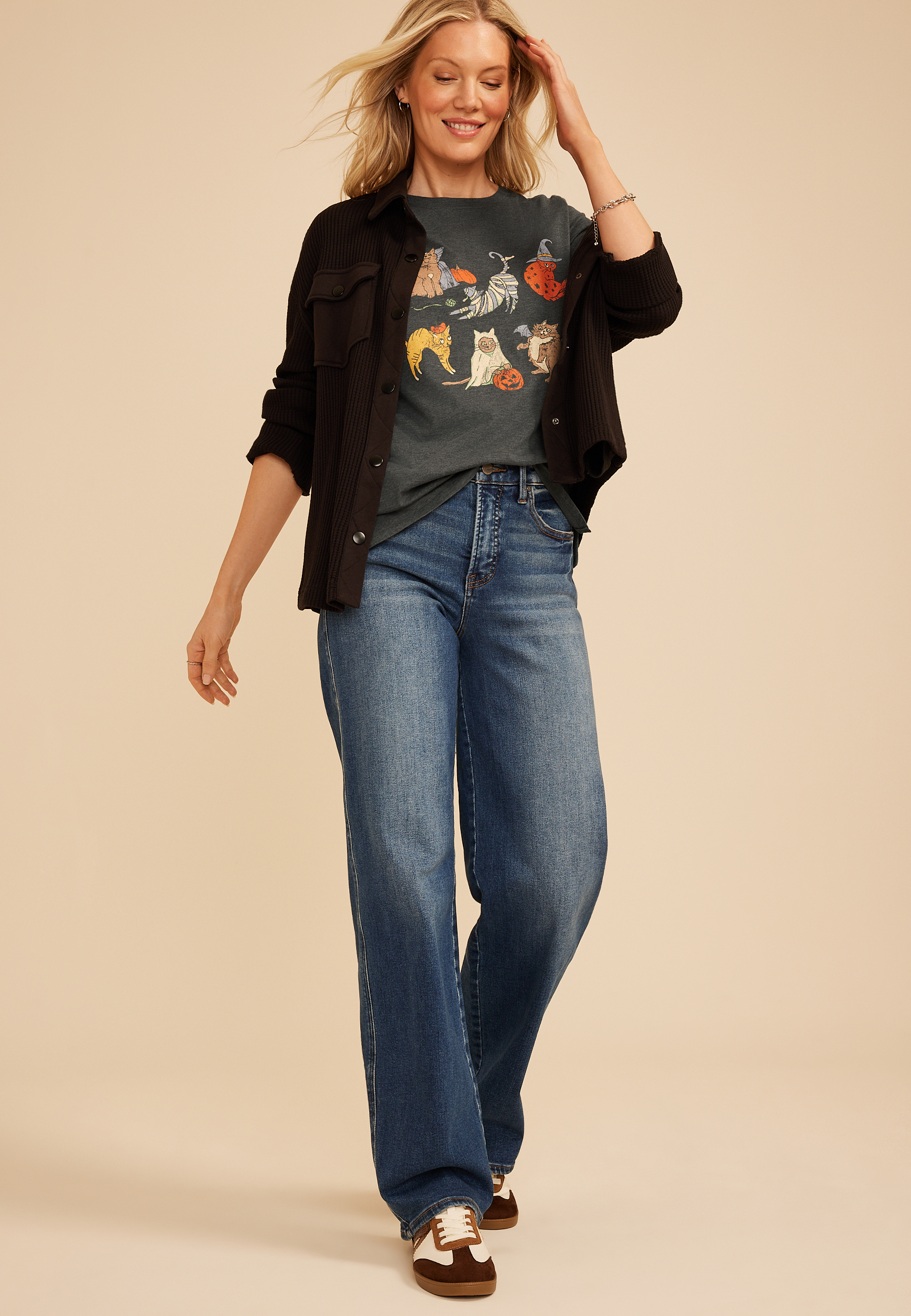 Halloween Cats Classic Fit Graphic Tee, C1876, large