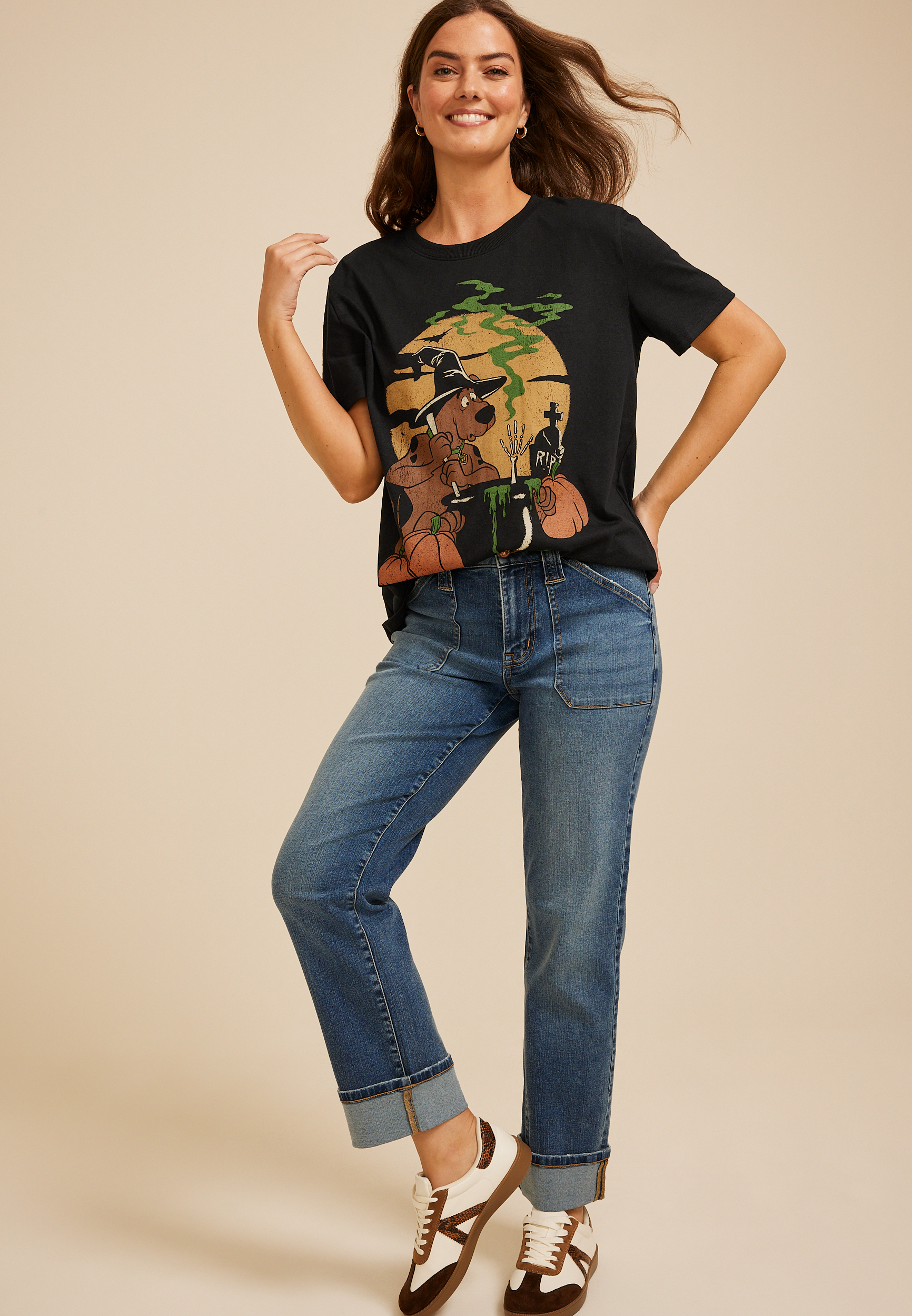 Scooby Doo Halloween Oversized Fit Graphic Tee, C106, large