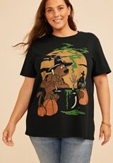 Plus Size Scooby Doo Halloween Oversized Fit Graphic Tee, C106, small