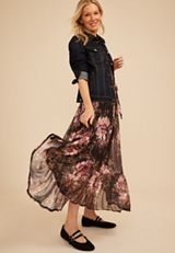 Floral Mesh Maxi Skirt, C9504, small