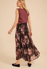 Floral Mesh Maxi Skirt, C9504, small