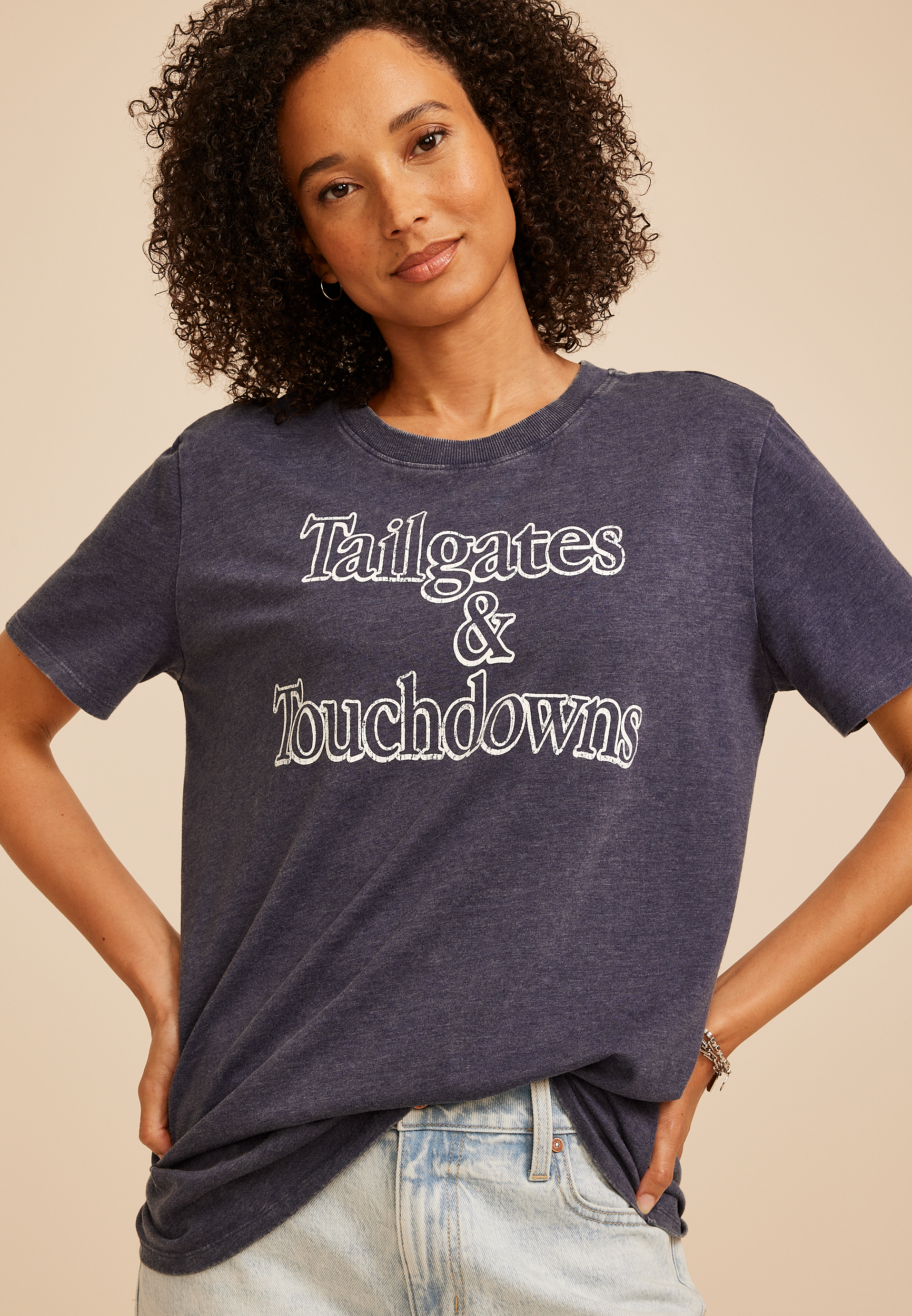 Tailgates And Touchdown Oversized Graphic Tee, C2266, large
