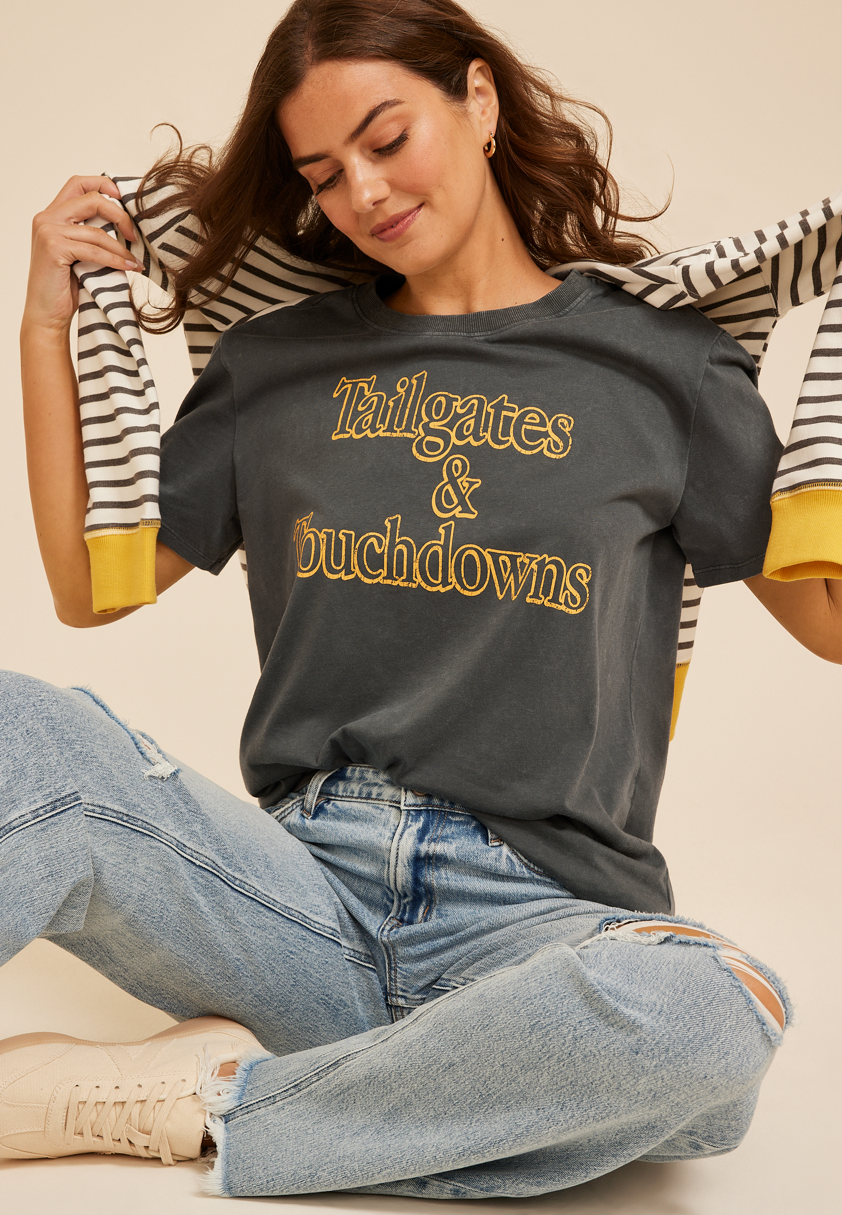 Tailgates And Touchdown Oversized Graphic Tee, C829, large