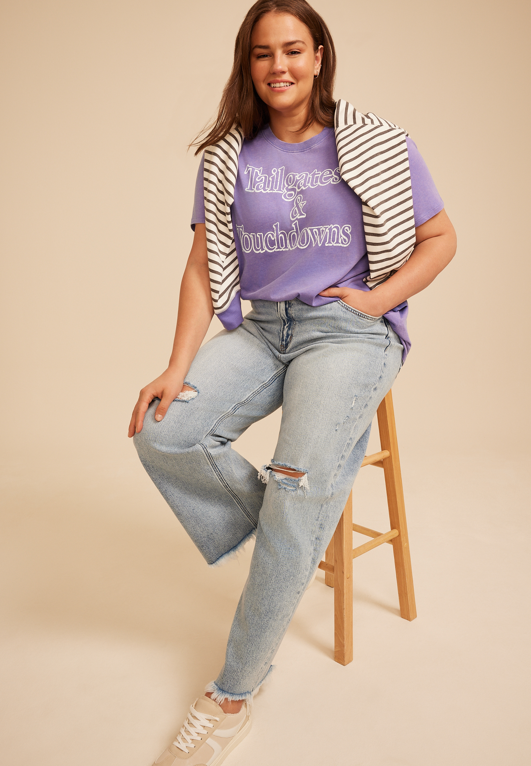 Plus Size Tailgates And Touchdown Oversized Graphic Tee