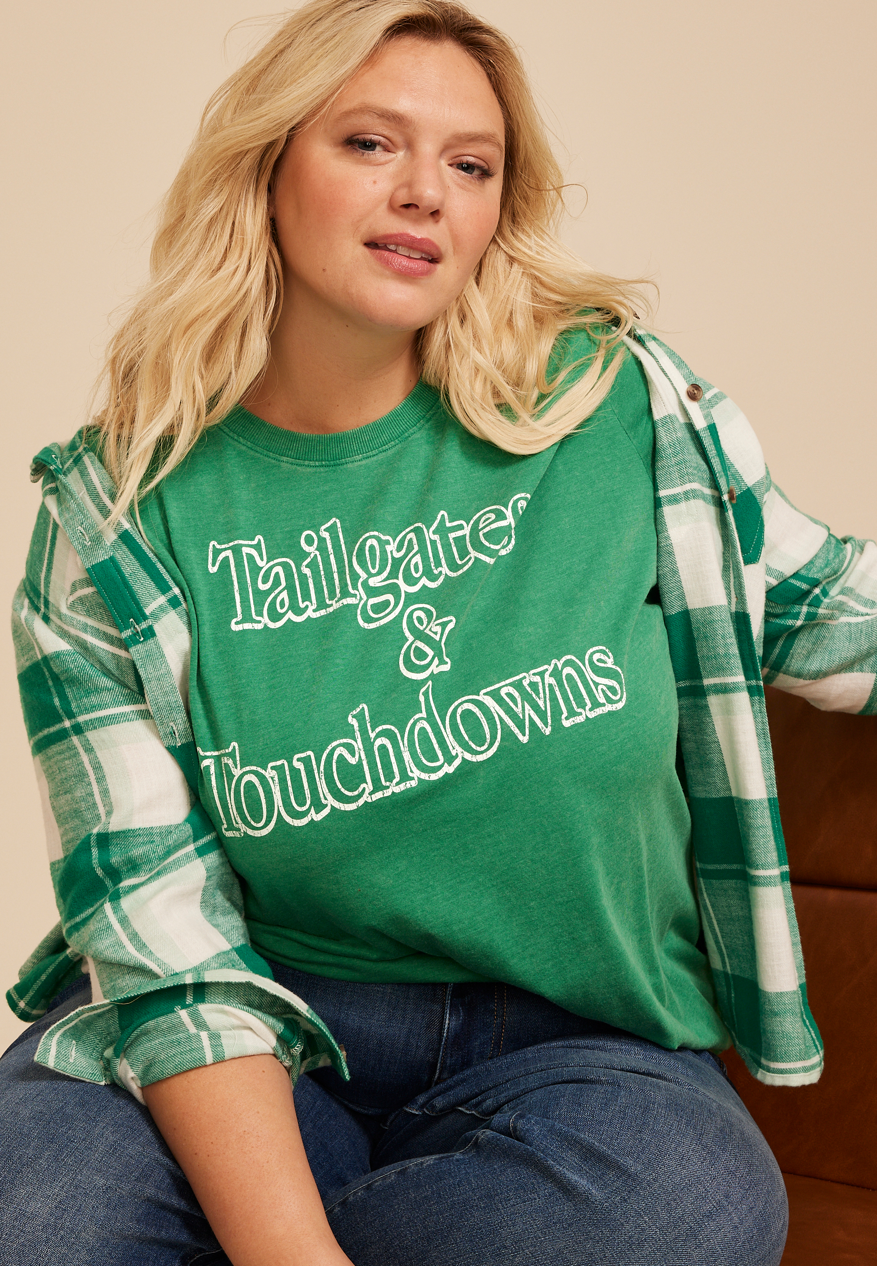 Plus Size Tailgates And Touchdown Oversized Graphic Tee