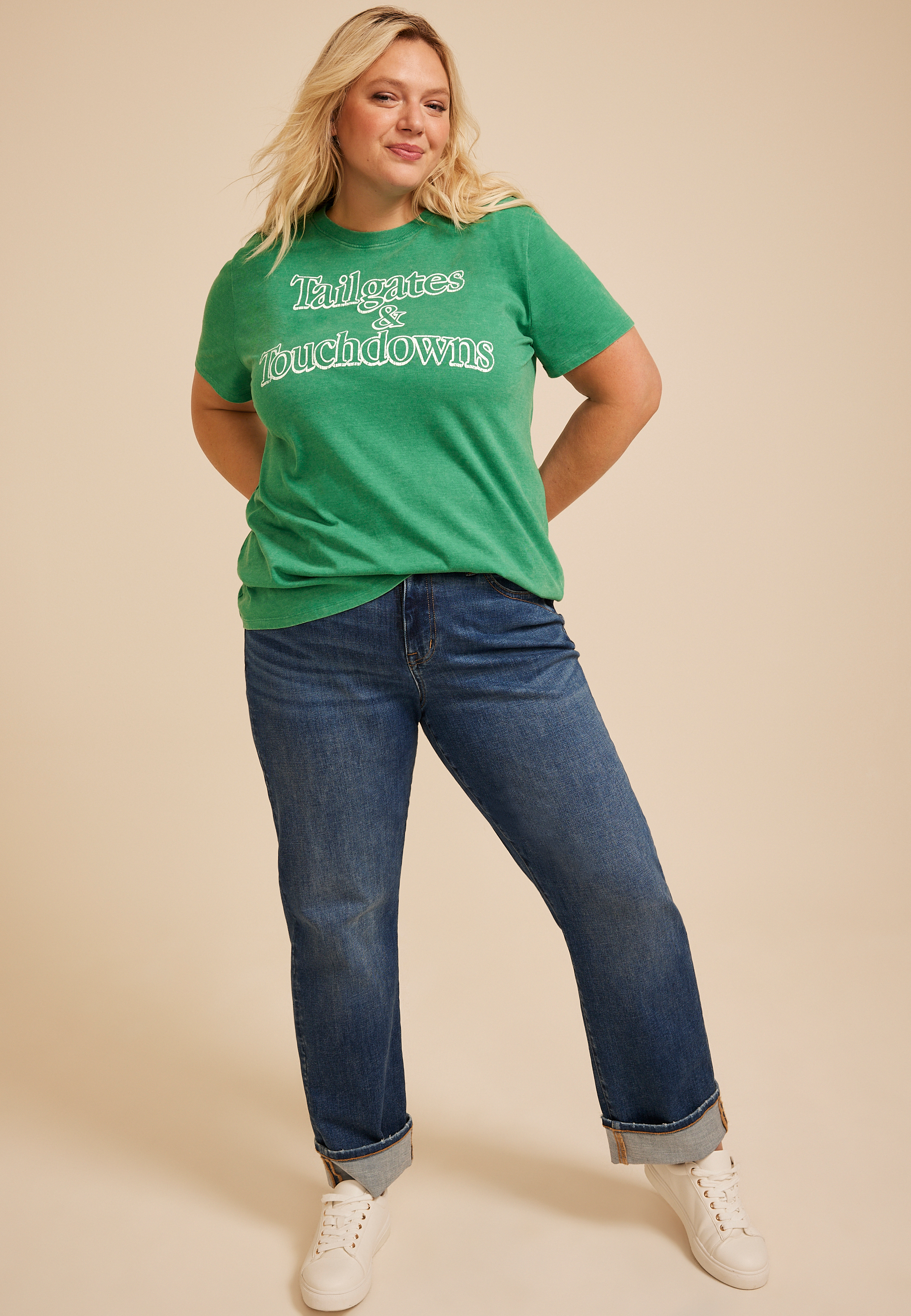 Plus Size Tailgates And Touchdown Oversized Graphic Tee, C8783, large