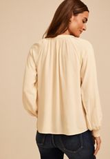 Embroidered Tie Front Peasant Blouse, C1318, small