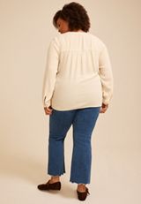 Plus Size Studio Y Embroidered Beaded Peasant Blouse, C1318, small