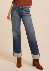 KanCan™ Mid Rise Ripped Cuffed Relaxed Straight Jeans, C258, small