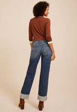 KanCan™ Mid Rise Ripped Cuffed Relaxed Straight Jeans, C258, small