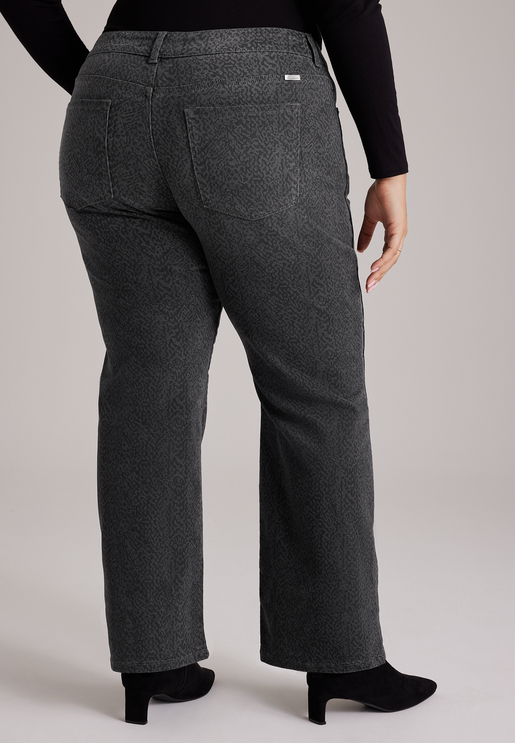 Plus Size KanCan™ High Rise Black Snake Print Relaxed Straight Jeans, C1756, large