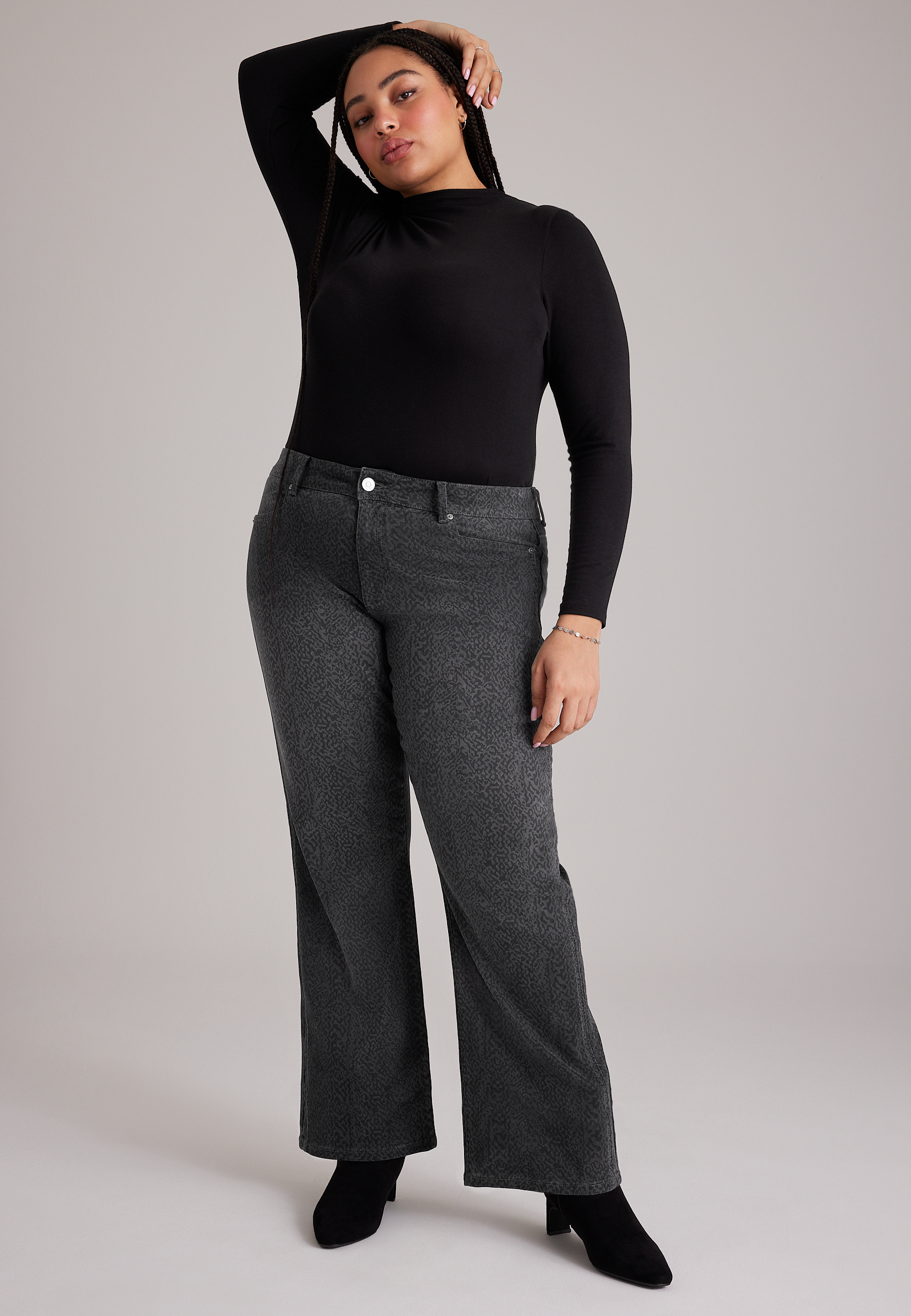 Plus Size KanCan™ High Rise Black Snake Print Relaxed Straight Jeans, C1756, large