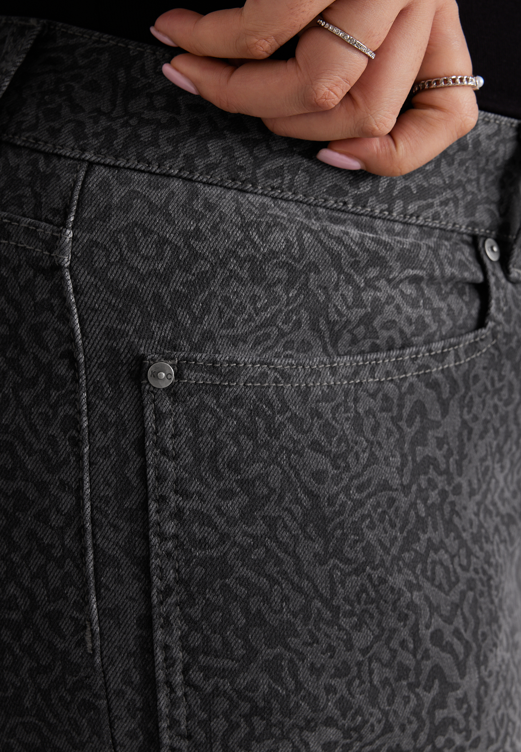 Plus Size KanCan™ High Rise Black Snake Print Relaxed Straight Jeans, C1756, large