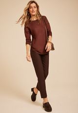 Haven Crochet Shoulder Long Sleeve Tunic Top, C6100, small