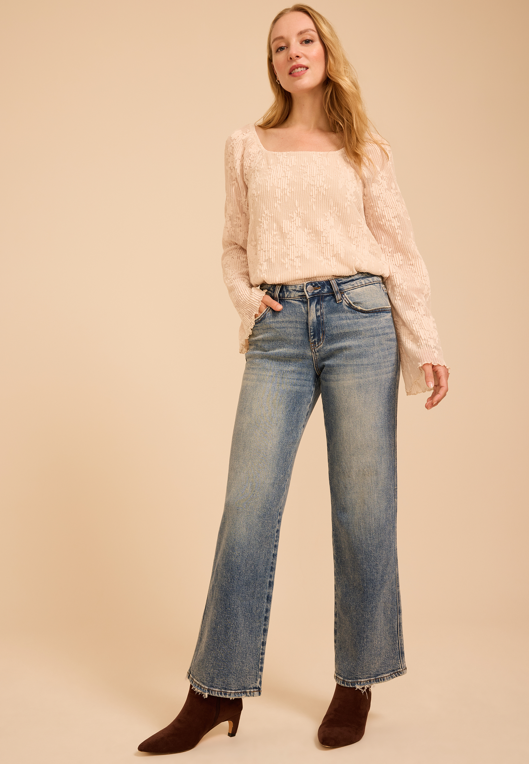 Flying Monkey&trade; Mid Rise Tinted Slim Wide Leg Jean, C3337, large