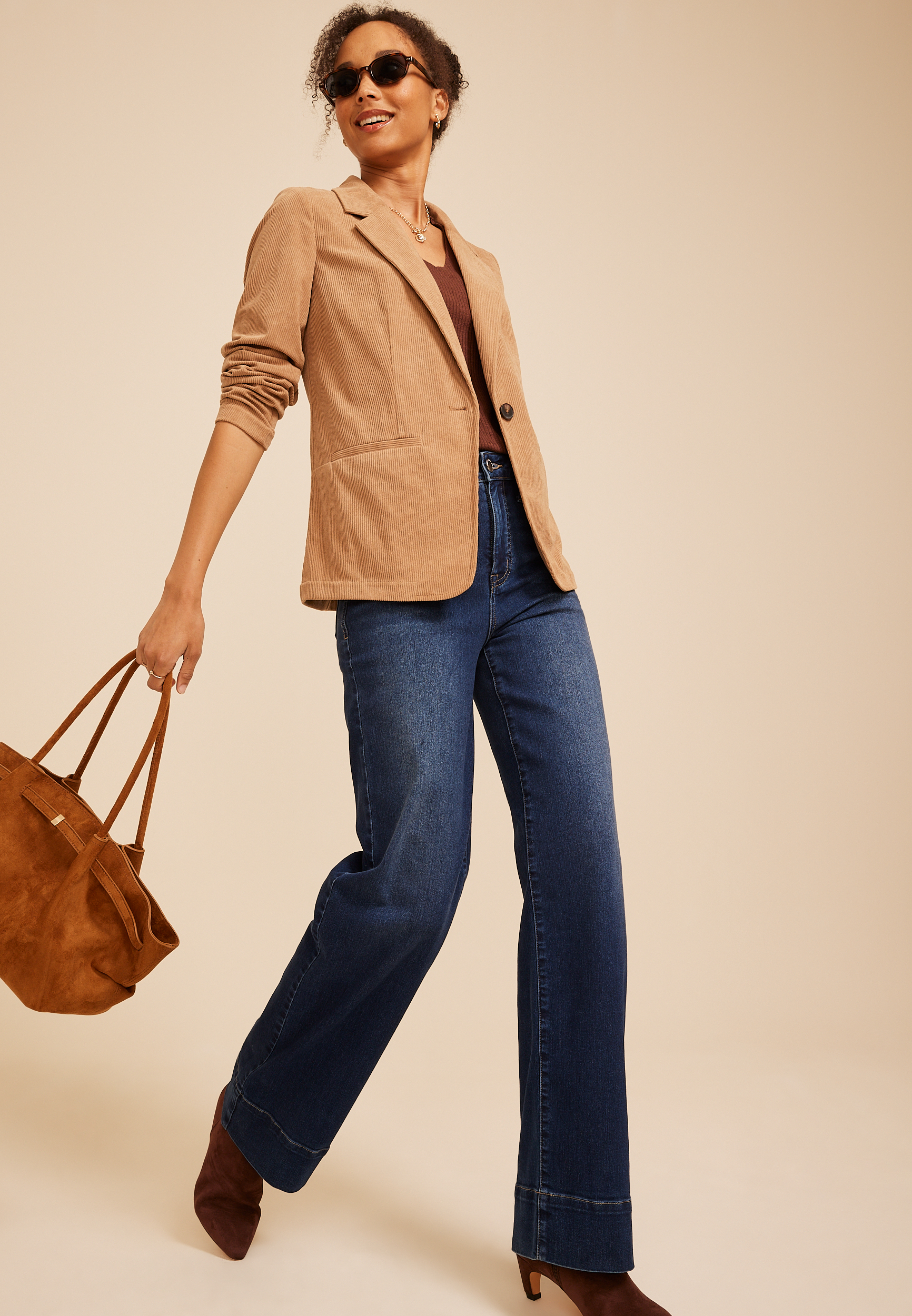 Corduroy Button Front Blazer