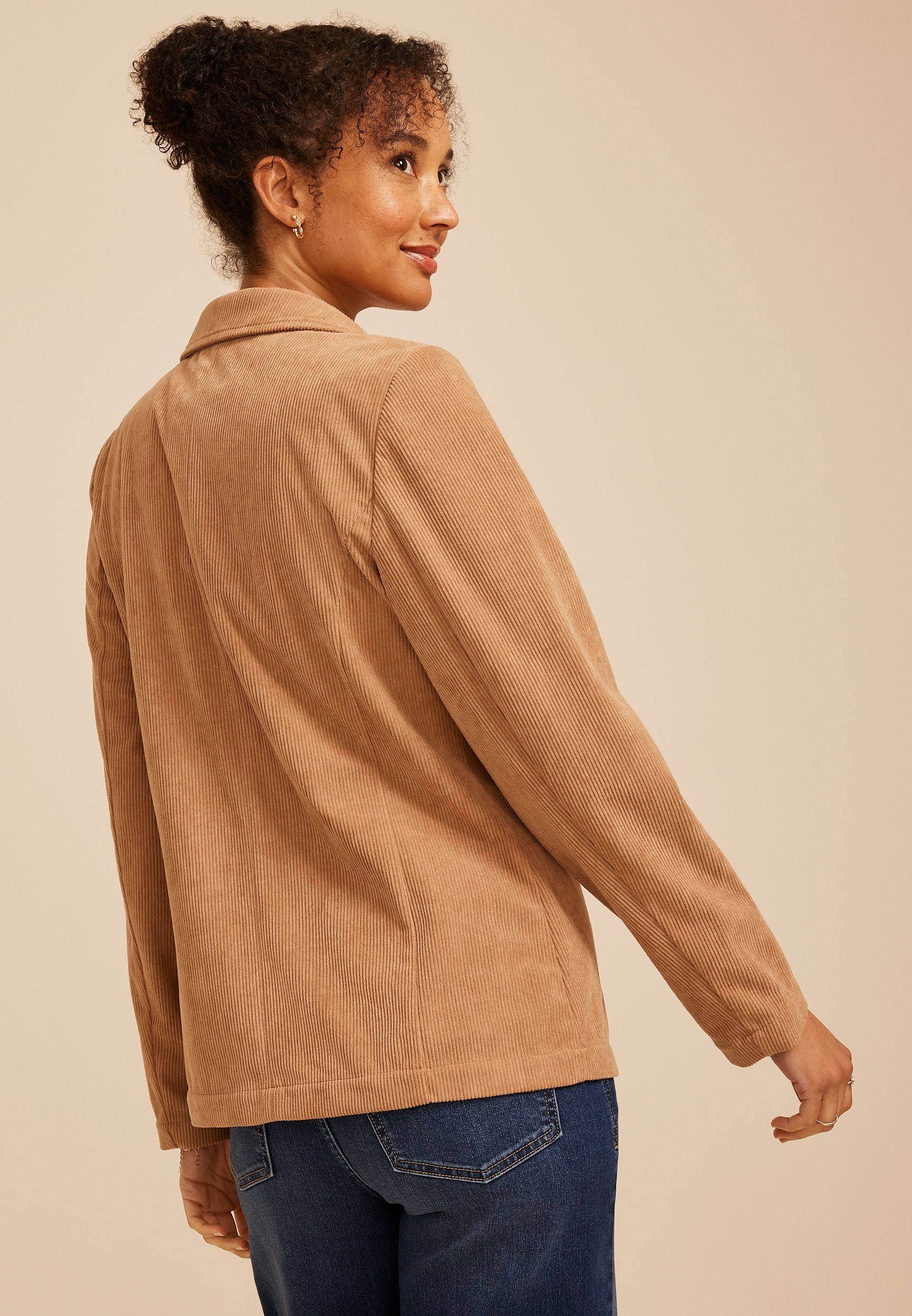Corduroy Button Front Blazer, C5825, large