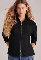 Double Zipper Cable Cardigan, C106, small
