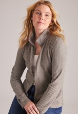 Double Zipper Cable Cardigan, C8877, small