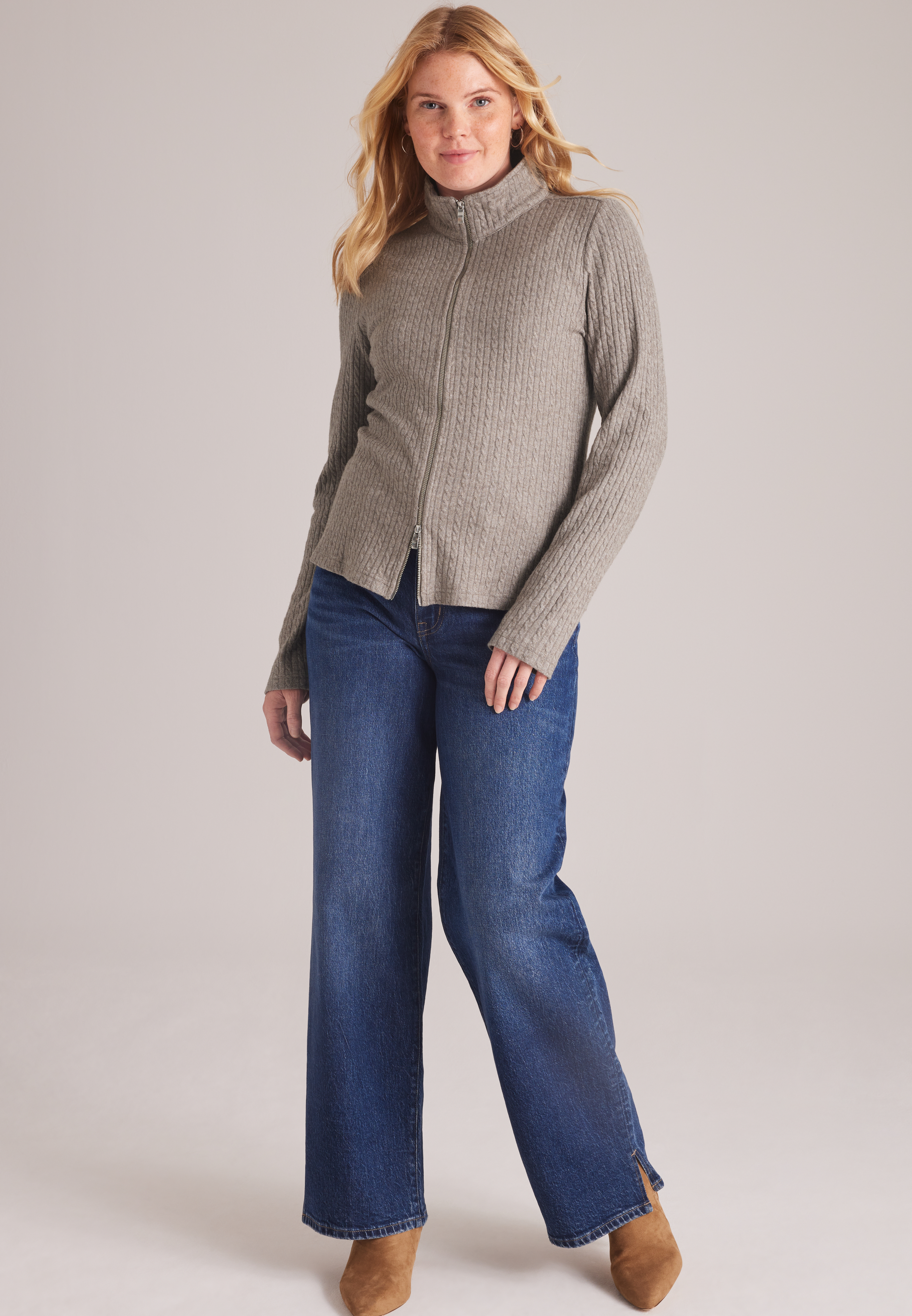 Double Zipper Cable Cardigan, C8877, large