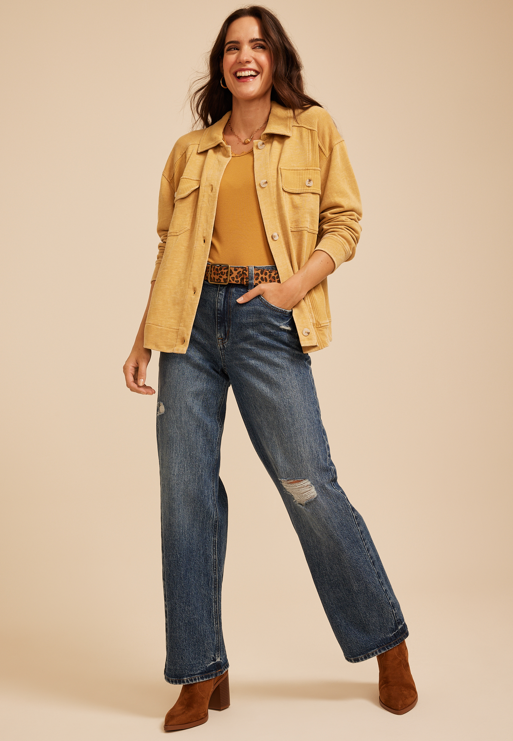 Button Front Shacket