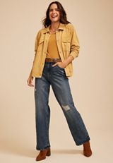Button Up Shacket, C3127, small