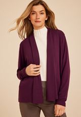 Ribbed Open Front Cardigan, POTENT PURPLE, small