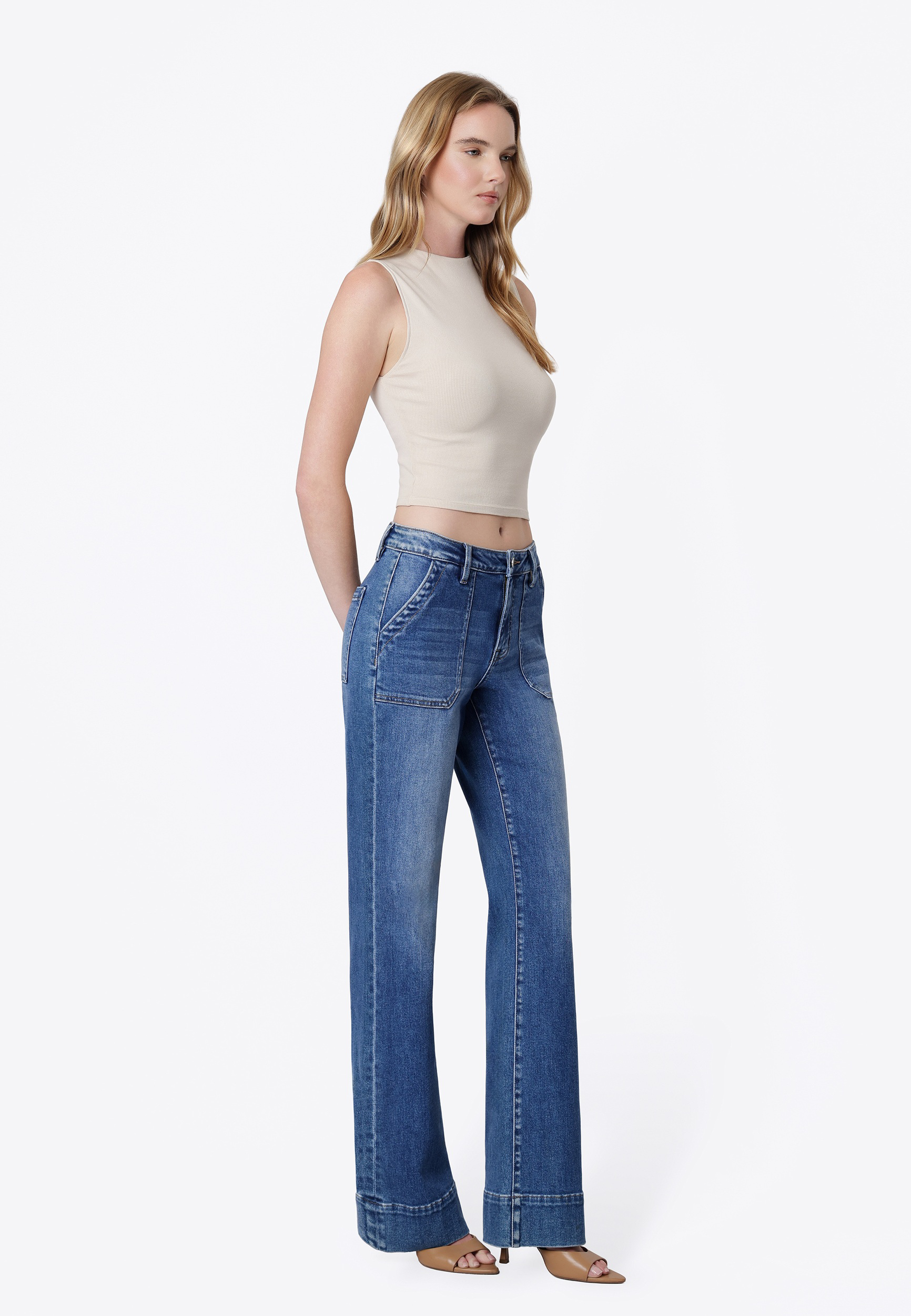 Flying Monkey™ High Rise Vintage Patch Pocket Flare Jean, C258, large