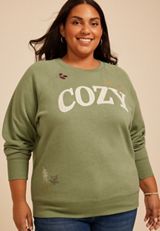 Plus Size Cozy Fall Crew Neck Sweatshirt, C9012, small