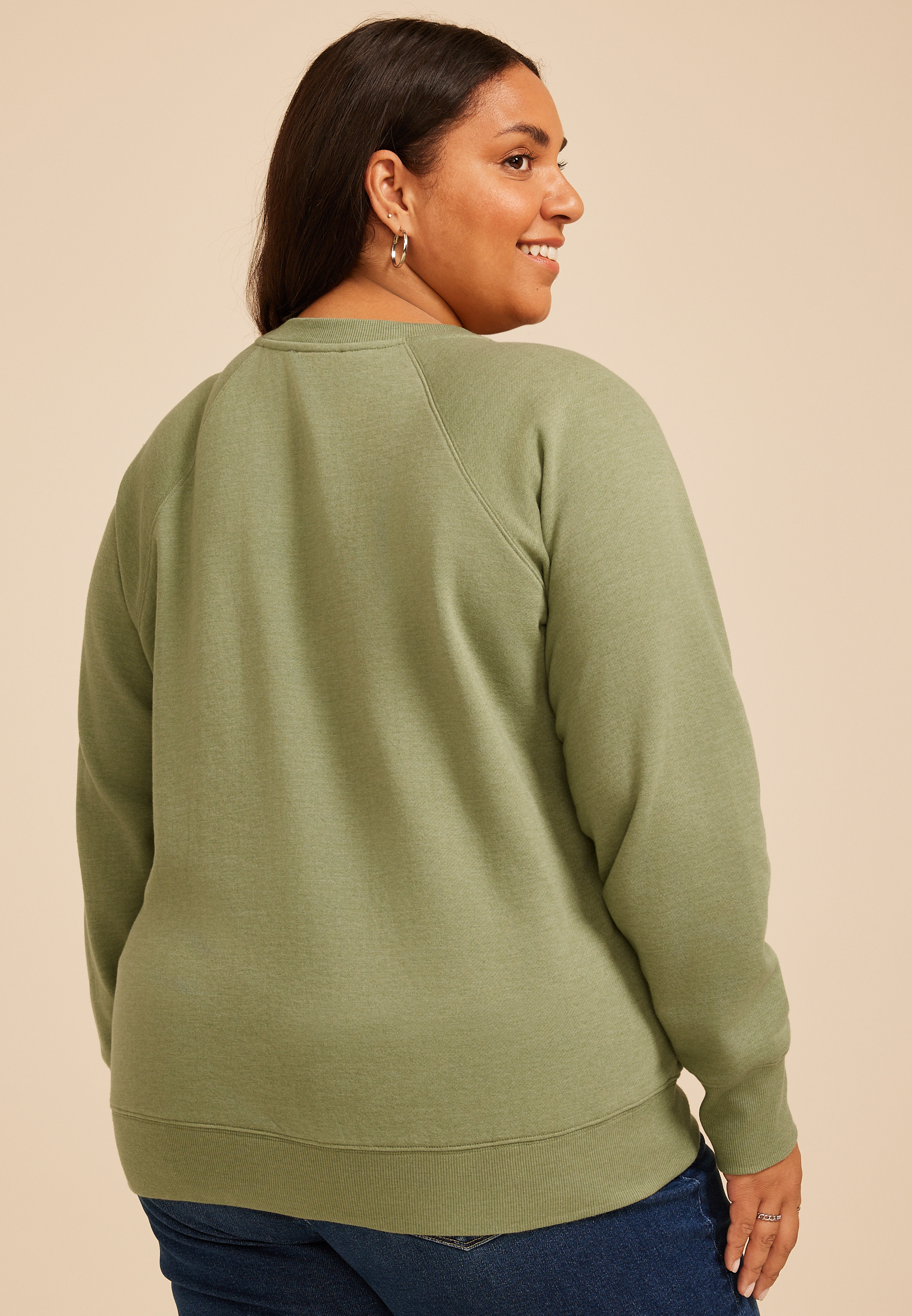 Plus Size Cozy Fall Crew Neck Sweatshirt, C9012, large