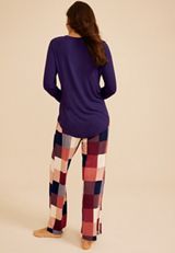 Coffee Weather Long Sleeve Top And Wide Leg Pajama Set, C6666, small