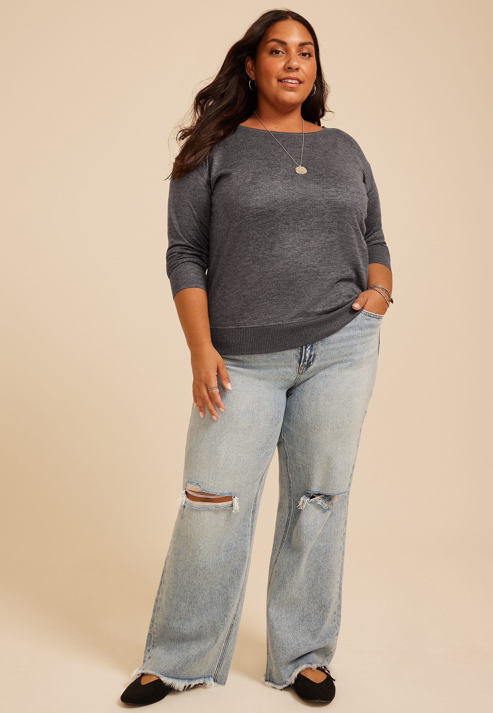 Plus Size 24/7 Dakota Banded Hem Top, C6125, large