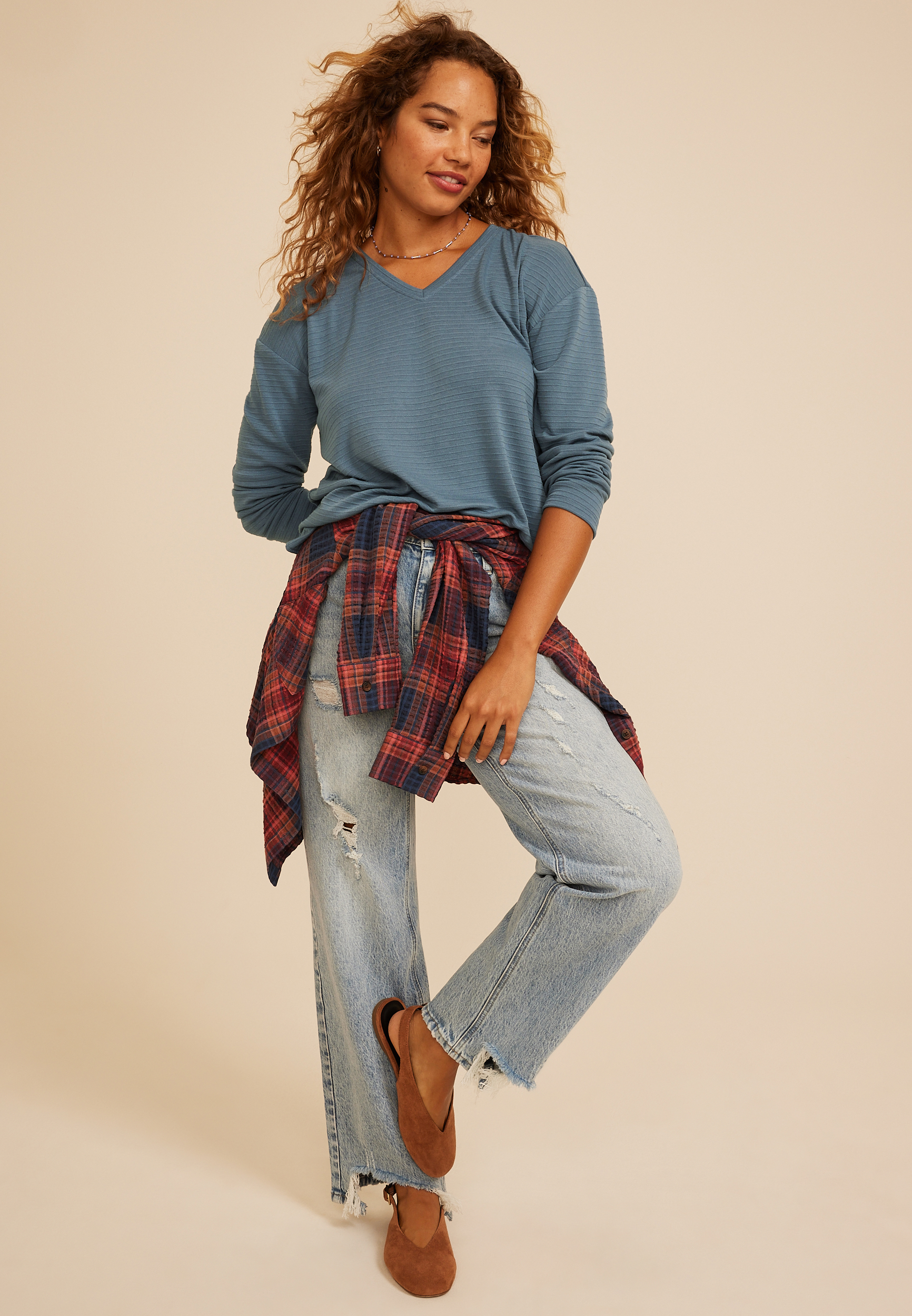 24/7 Ottoman Rib Long Sleeve Top, C1387, large