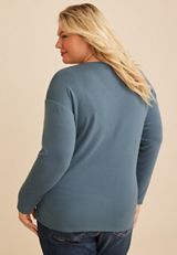 Plus Size 24/7 Ottoman Rib Long Sleeve Top, C1387, small