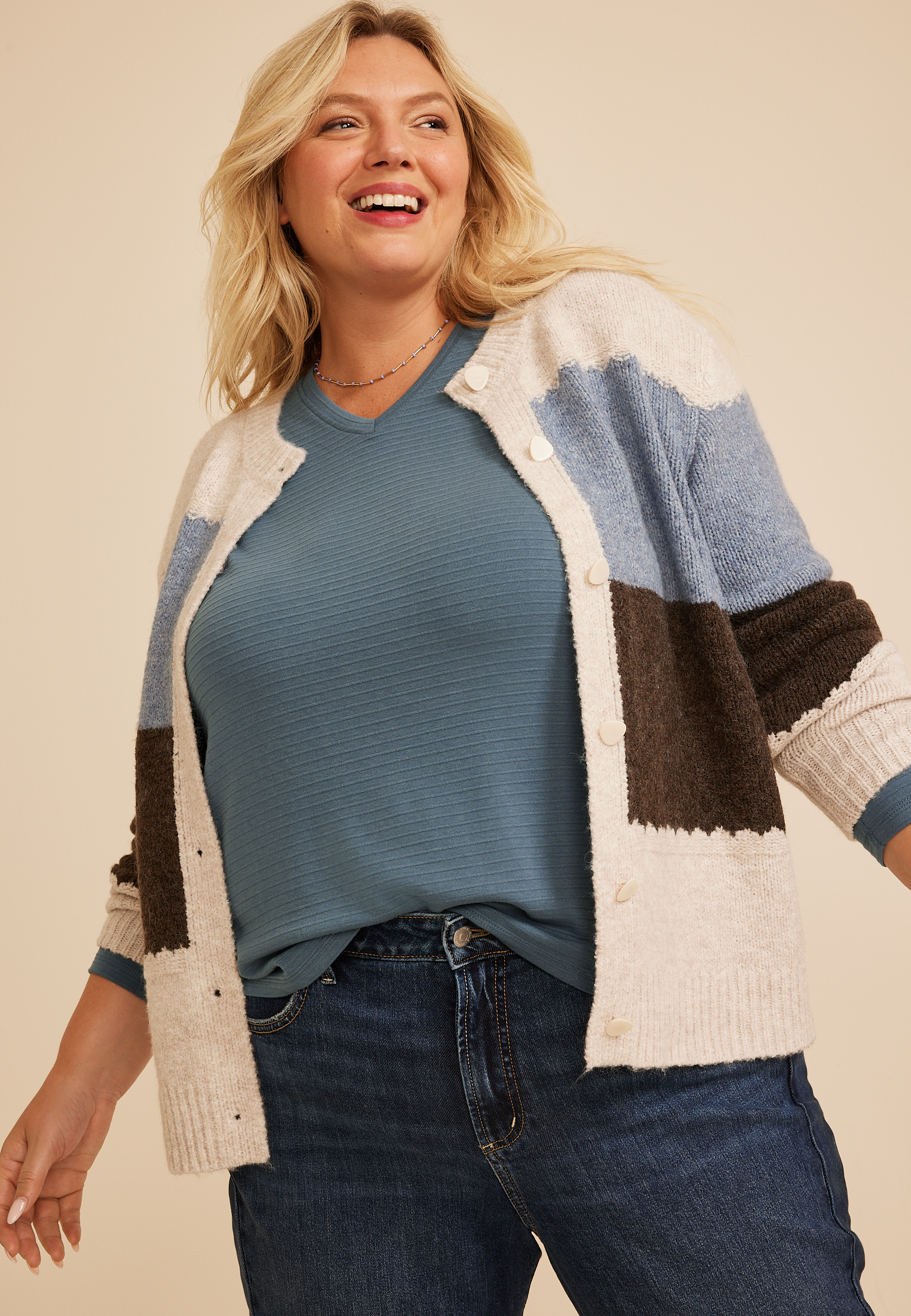 Plus Size 24/7 Ottoman Rib Long Sleeve Top, C1387, large