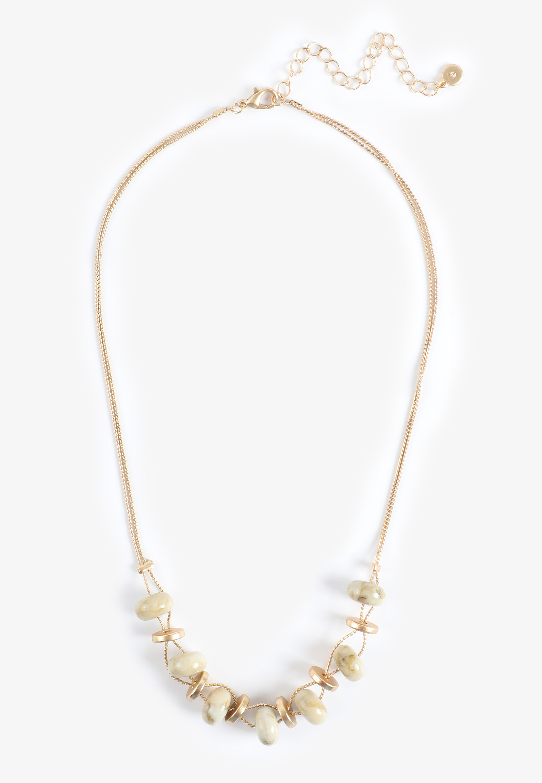 Gold Neutral Beaded Necklace, C605, large