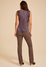 Satin Lace Trim Cap Sleeve Top, C4424, small