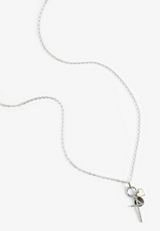 Silver Heart And Cross Cluster Pendant Necklace, C431, small