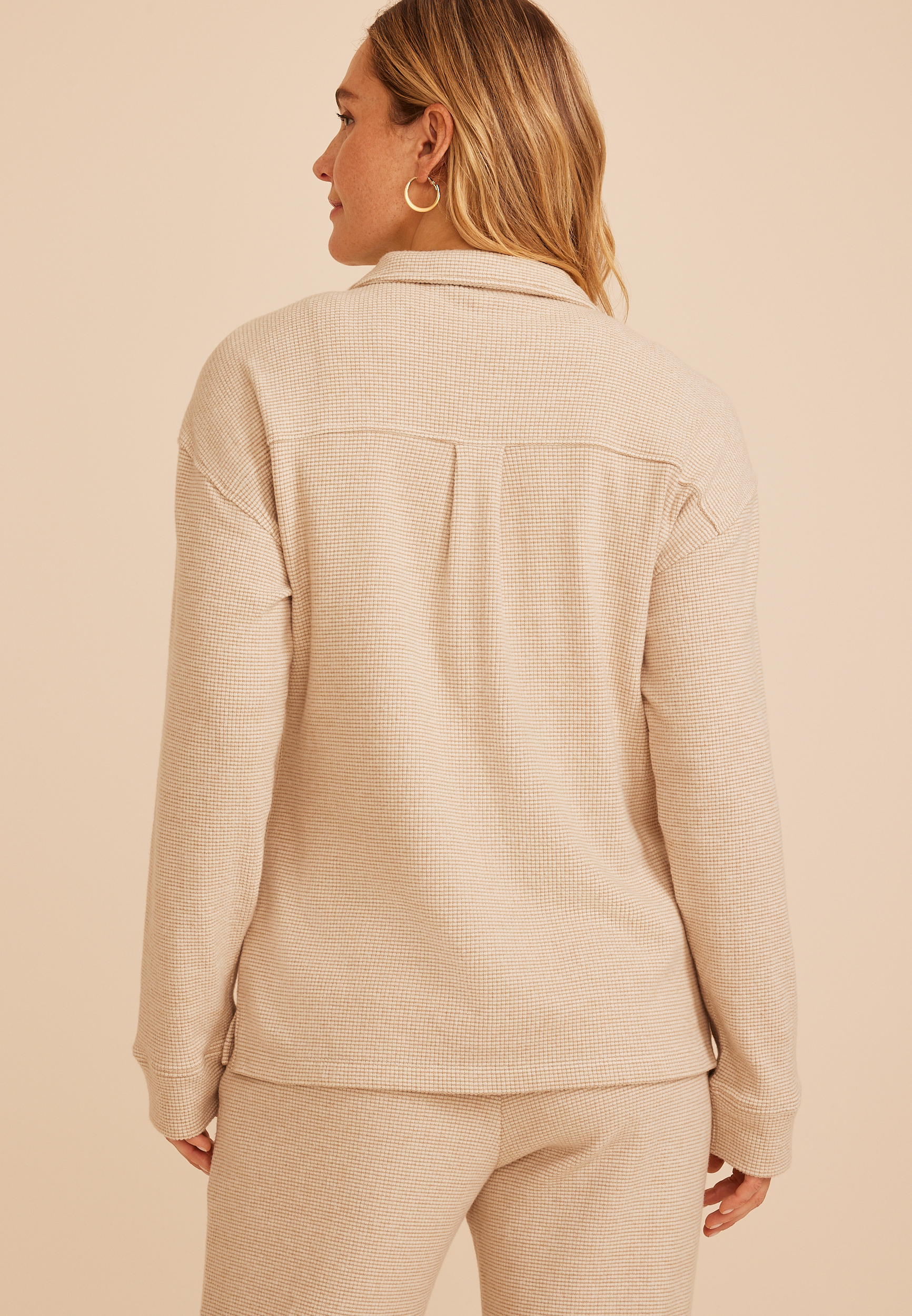 Cozy Waffle Knit Shacket, C1265, large