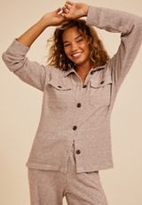 Cozy Waffle Knit Shacket, C6216, small