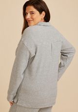 Plus Size Cozy Waffle Knit Shacket, C1606, small